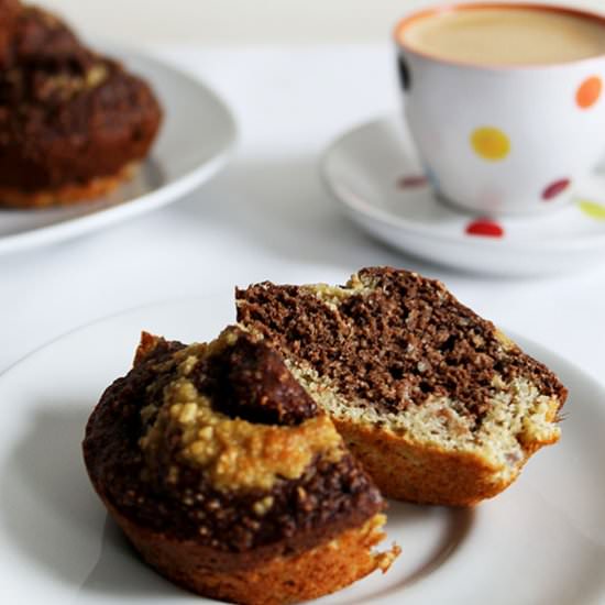 Banana Chocolate Swirly Muffins