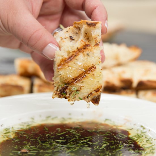 Grilled bread rosemary dipping oil