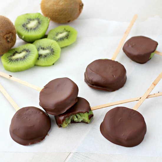 Chocolate Covered Kiwi Pops