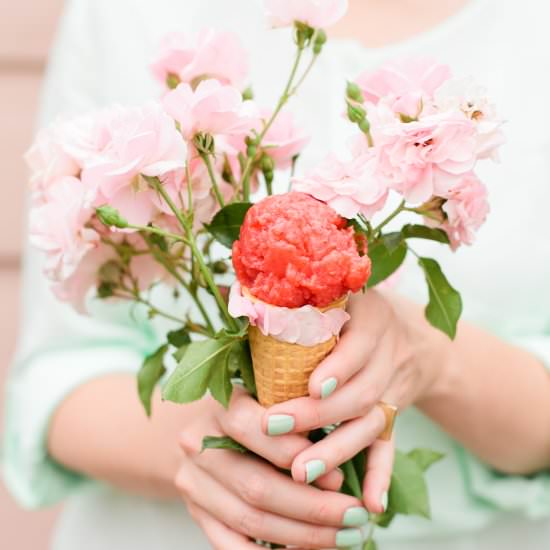 Strawberry rose sorbet