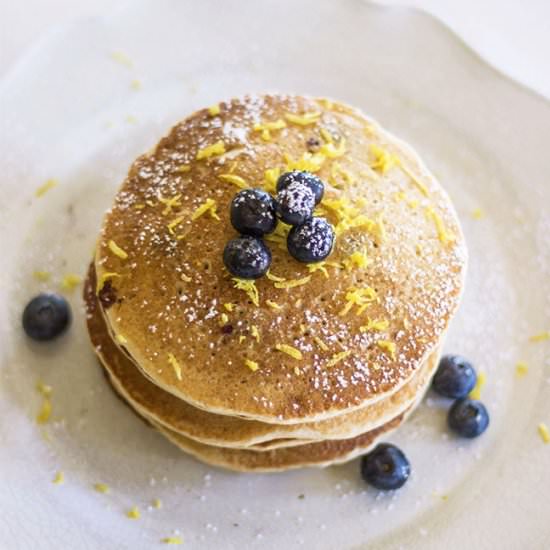 Vegan Blueberry Lemon Pancakes