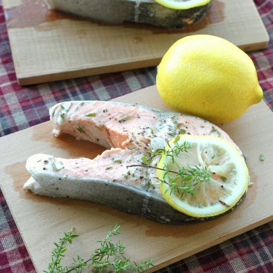 Lemon, Thyme Cedar Plank Salmon