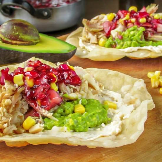 Chicken Raspberry Chutney Tostadas