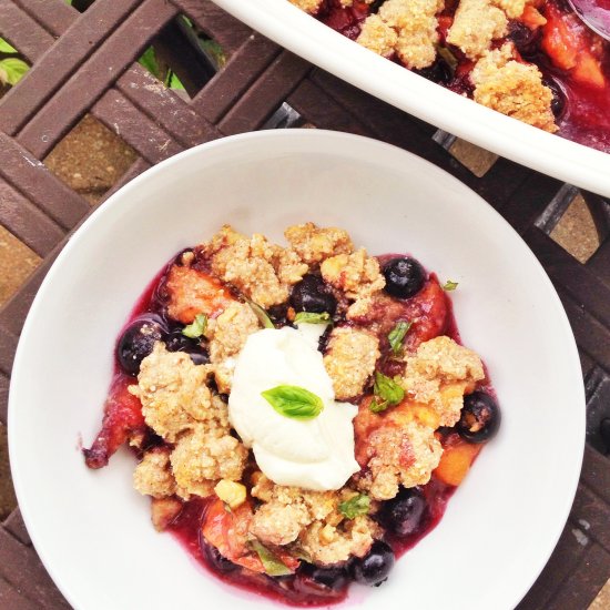 Paleo Peach Blueberry Crisp