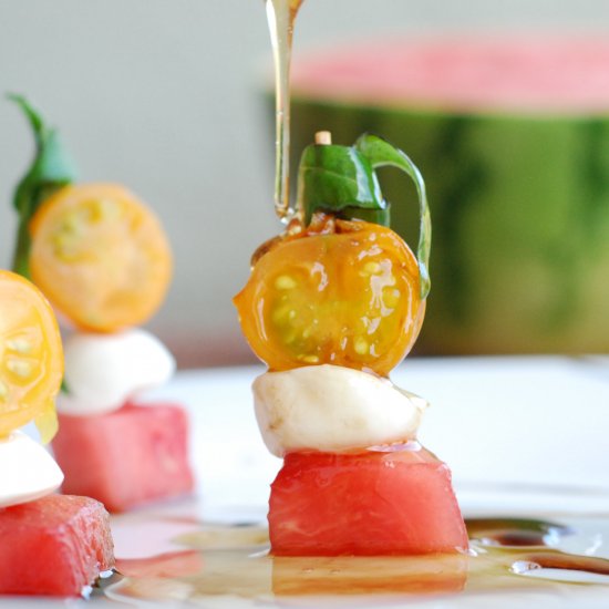 Honey Caprese Watermelon Skewer