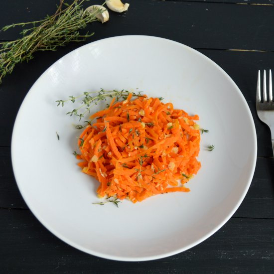 Carrot Pasta w/ Garlic Thyme Sauce