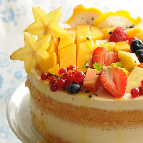 Tropical Cake with Exotic Fruits