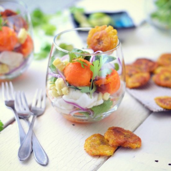 Peruvian Ceviche with Patacones