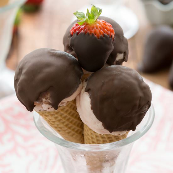 Chocolate Covered Strawberry Cones