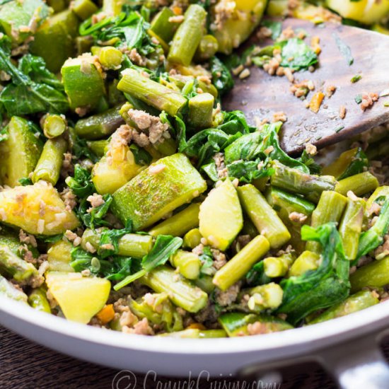 Beef, Zucchini and Asparagus Pasta