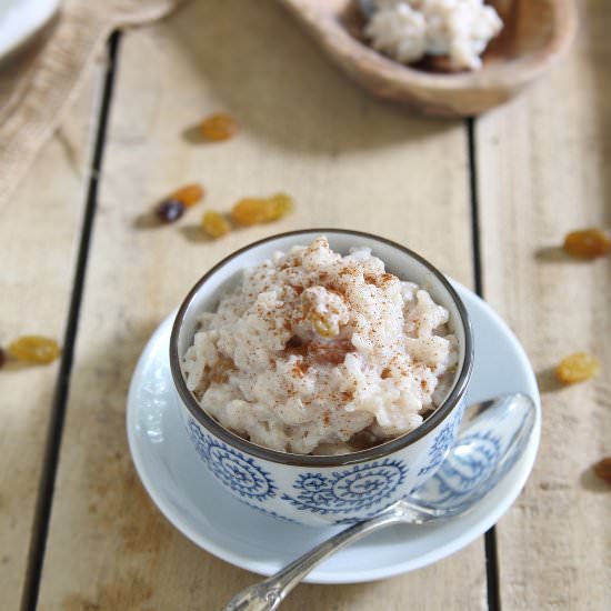 Slow cooker rice pudding