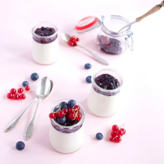 Panna cotta with red berry coulis