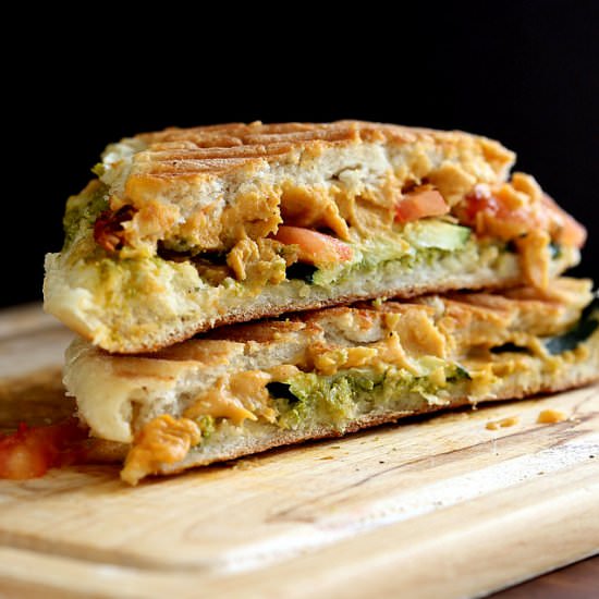 Cauliflower Cheddar Pesto Panini