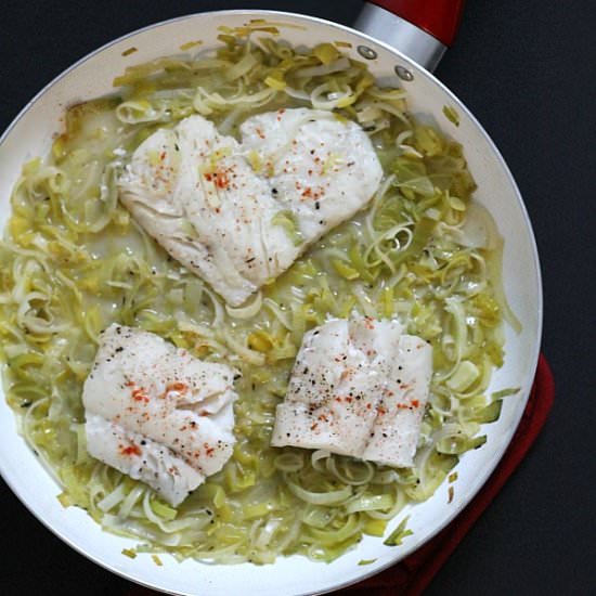 Steamed Cod with Leeks