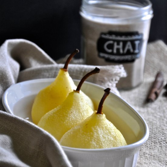 Allspice Poached Pears & Chai Cream