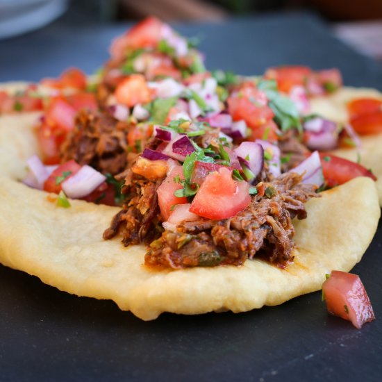 Sonoran Beef Fry Bread Tacos