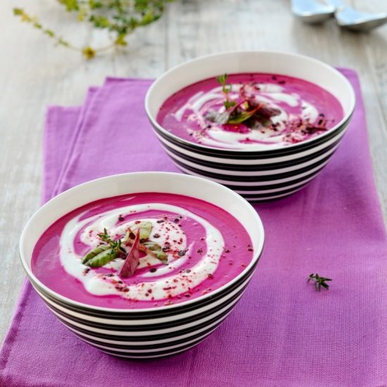 Cold Beetroot and Rhubarb Soup