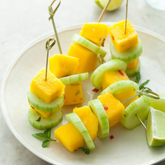 Spicy Cucumber Mango Skewers