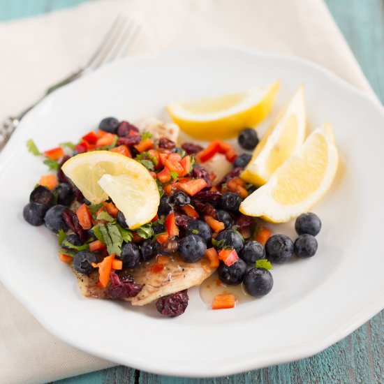 Grilled tilapia and blueberry salsa