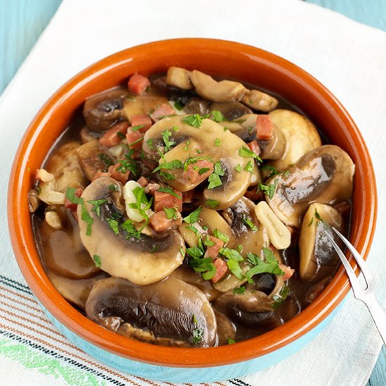 Sauté Mushrooms with Serrano Ham