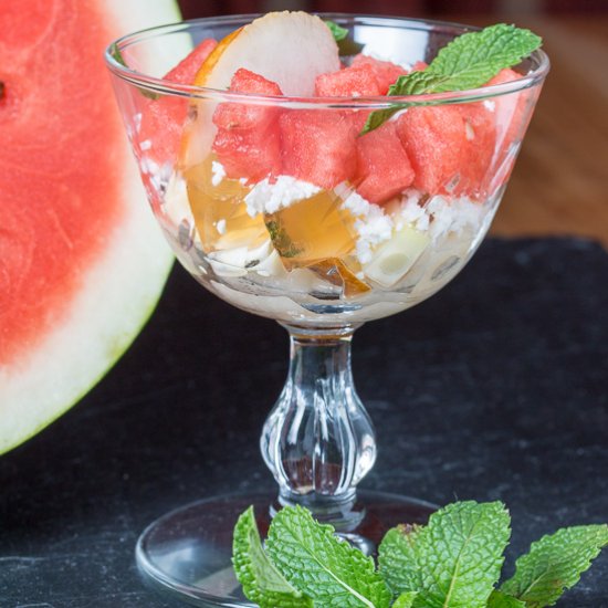 Watermelon, Feta, Honey Verrine