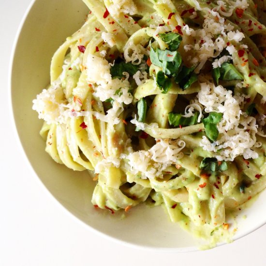 Avocado and Gouda Fettuccine