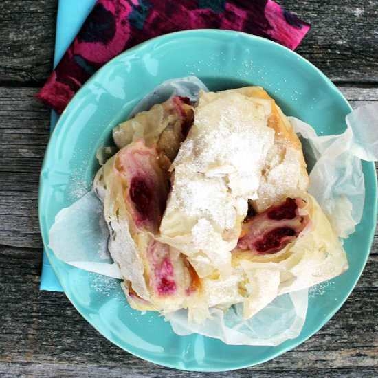 Cherry semolina strudel