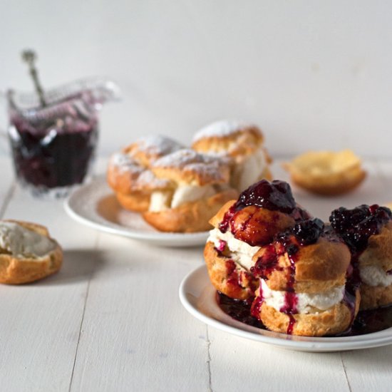 Profiteroles with Bourbon Ice Cream