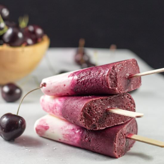 Cherry Vanilla Yogurt Popsicles