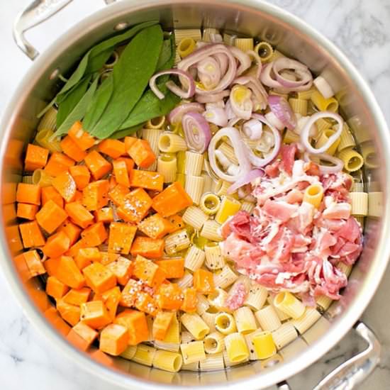 Sweet Potato Bacon and Sage Pasta