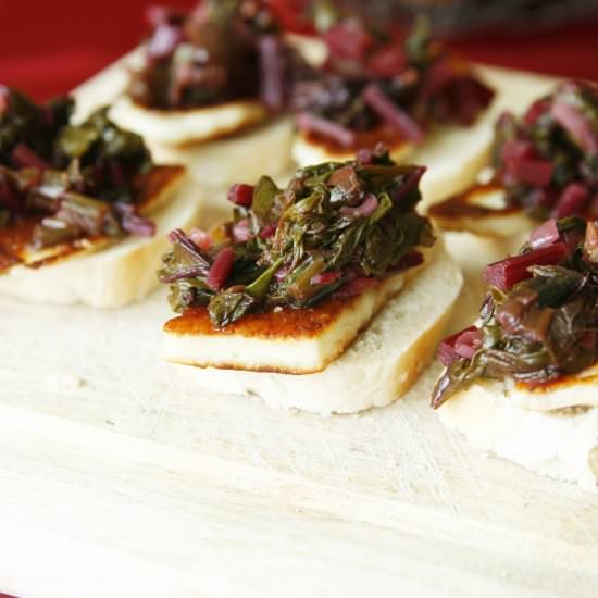 Fried Halloumi with Beet Greens