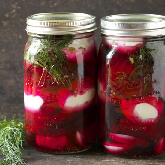 Pickled Eggs w/ Fresh Beets & Dill