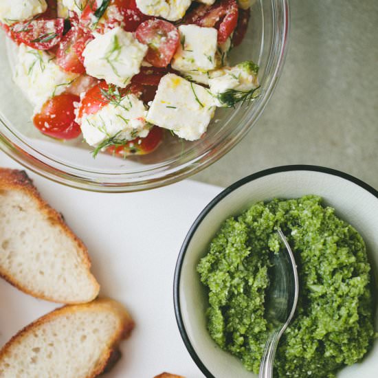 Marinated Feta + Garlic Scape Pesto