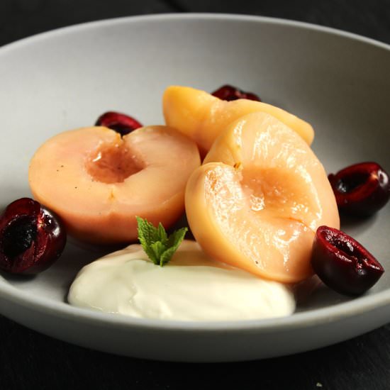 Poached Peaches with Cherries