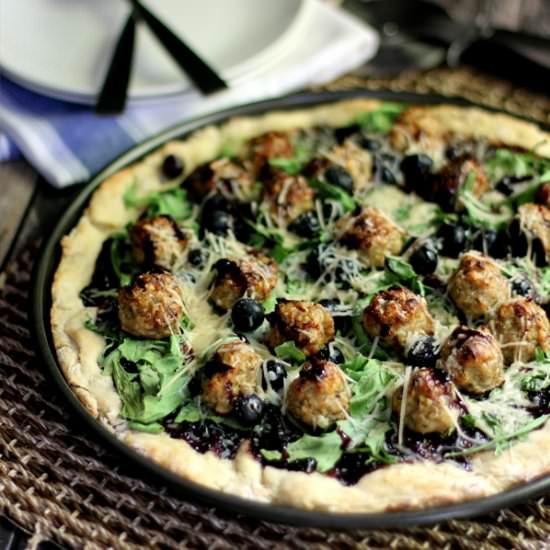 Blueberry Balsamic Meatball Pizza