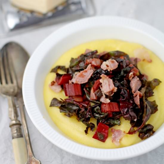 Rainbow Chard on Creamy Polenta