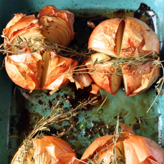 Wine Roasted Onions with Thyme