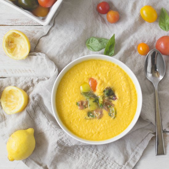 Cantaloupe Gazpacho + Tomato Relish