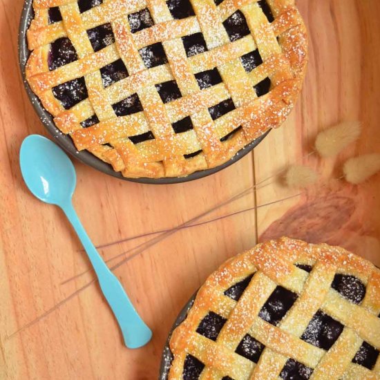 Blueberry lattice pie