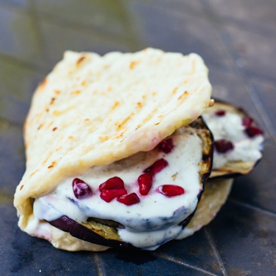 Flatbread+ Eggplant and Pomegranate