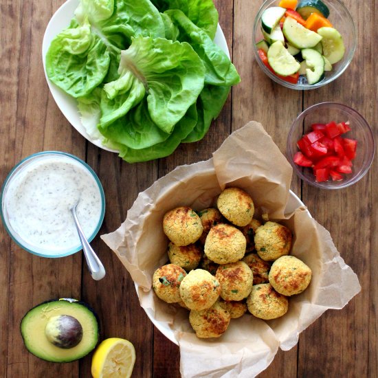 Baked Falafel Lettuce Wraps