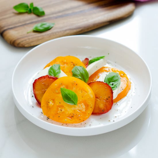 Caprese with Caramelized Peaches