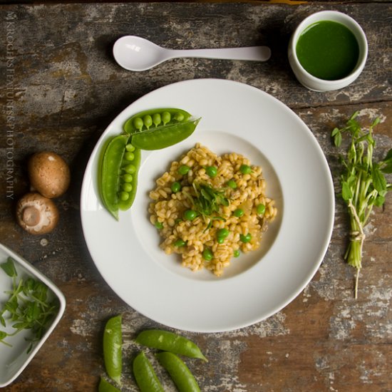 Sugar Snap Barley “Risotto” (Vegan)