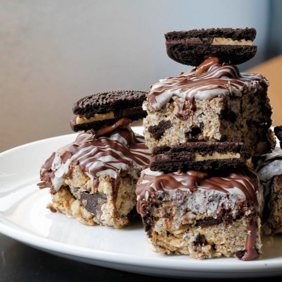 PB Cup Oreo Rice Krispie Bars