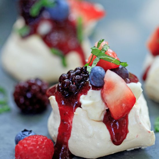 Mini Summer Berry Pavlovas