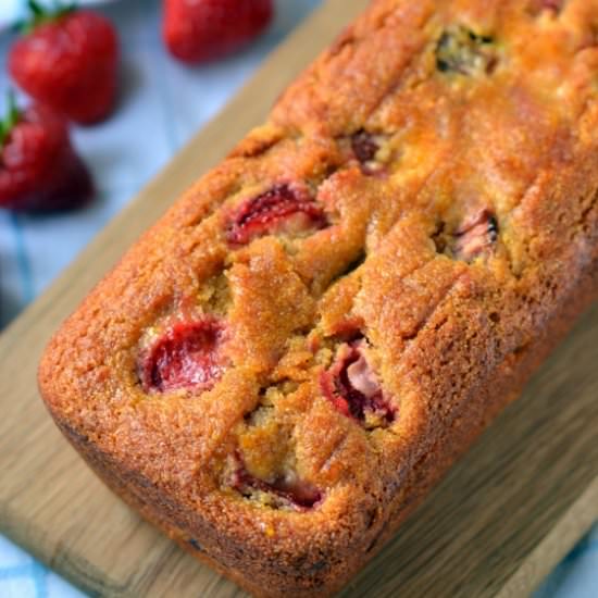 Strawberry & Rhubarb Polenta Cake