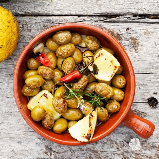 Roasted Olives with Chillies