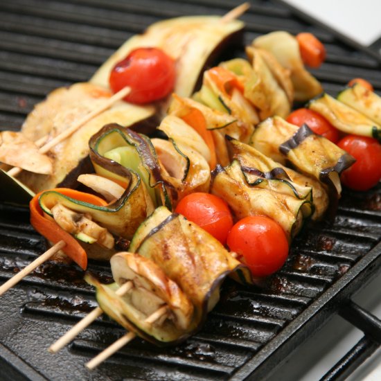 Undulated Skewered Vegetables