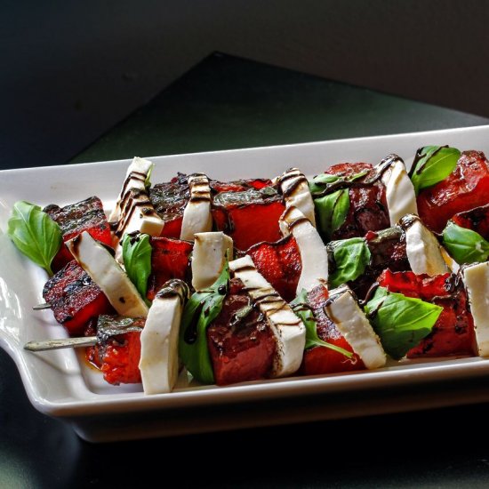 Grilled Watermelon Caprese Skewers