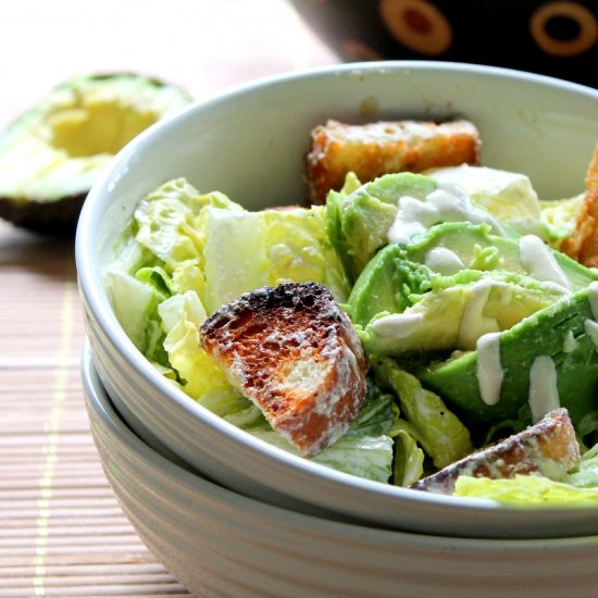 Vegan Caesar Salad with Avocado